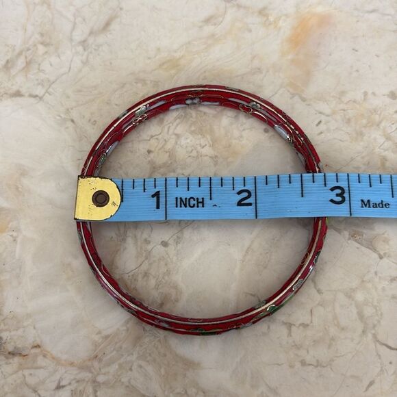 Vintage Cloisonné Floral Bangle Bracelets Set of 5 - Picture 13 of 14